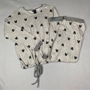 Disney Mickey Mouse Gray & Black 2 Piece Comfy Super Soft Pajama Set Size XL